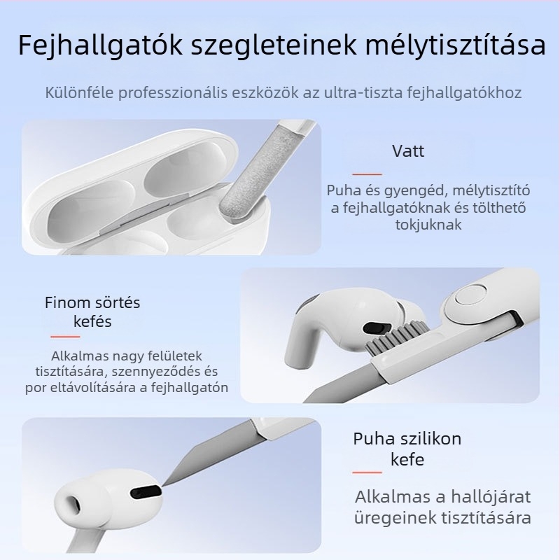 Számítógép tisztító ecset készlet Q6A notebookokhoz, mobiltelefonokhoz és digitális kamerákhoz — ABS + szivacs + rostflanel