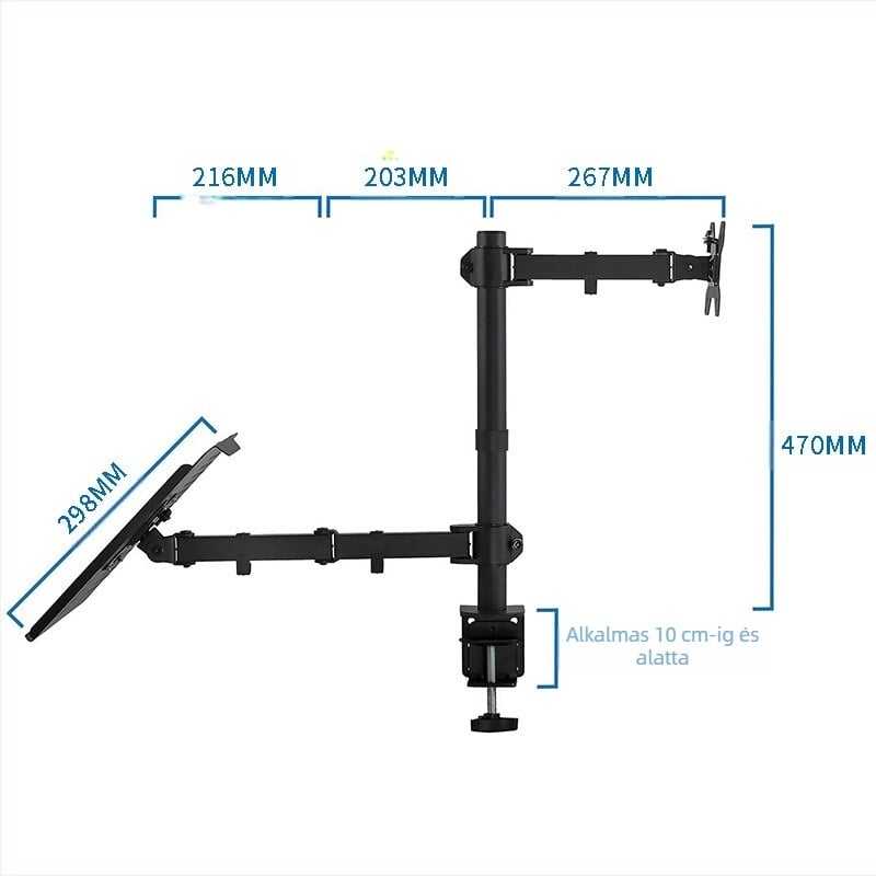 Yan Ercheng MD6432TP003 - Laptop tartó kettős kijelzővel és forgó billentyűzet-tartóval
