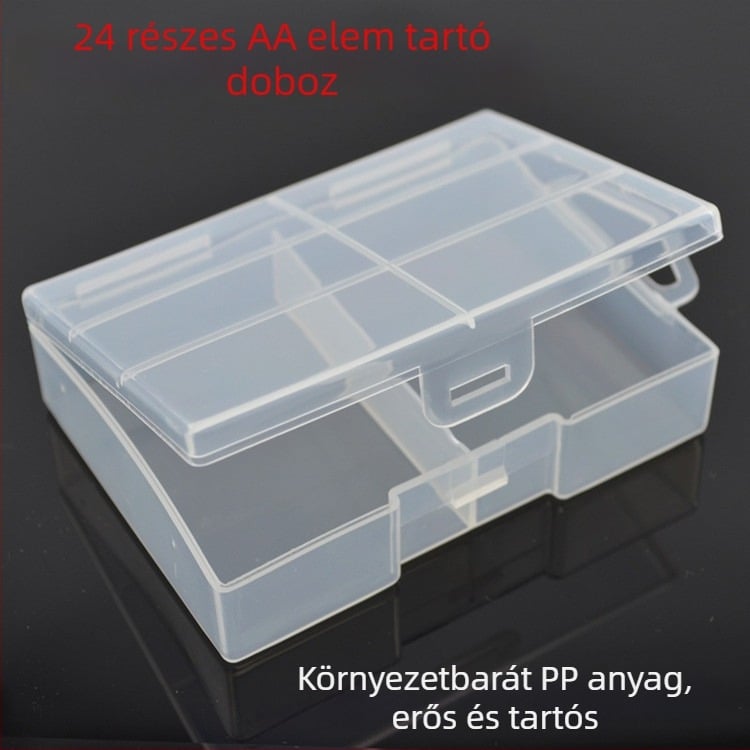 AAA elemekhez készült akkumulátor tároló doboz, 24 rekesz, PP anyagból, ROHS tanúsítvánnyal