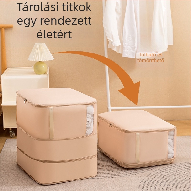 Kocka alakú twill paplanzsák, nagy kapacitású, többfunkciós tárolás hálószoba és nappali számára