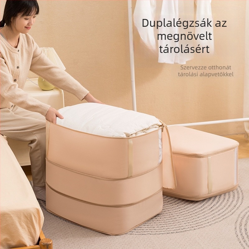 Kocka alakú twill paplanzsák, nagy kapacitású, többfunkciós tárolás hálószoba és nappali számára