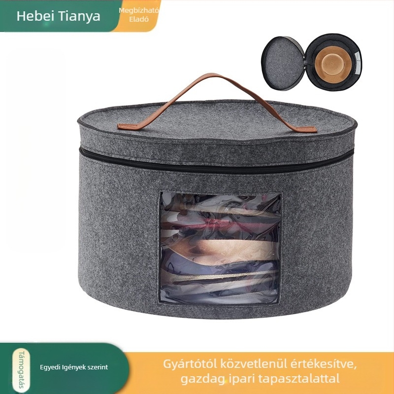 Filc tárolóedény fedéllel, összecsukható, testreszabható kapacitás és logónyomtatás