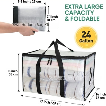 Költöztető táska, kocka alakú, kötött PE-filmből, többfunkciós tároló utazáshoz