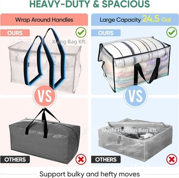 Költöztető táska, kocka alakú, kötött PE-filmből, többfunkciós tároló utazáshoz