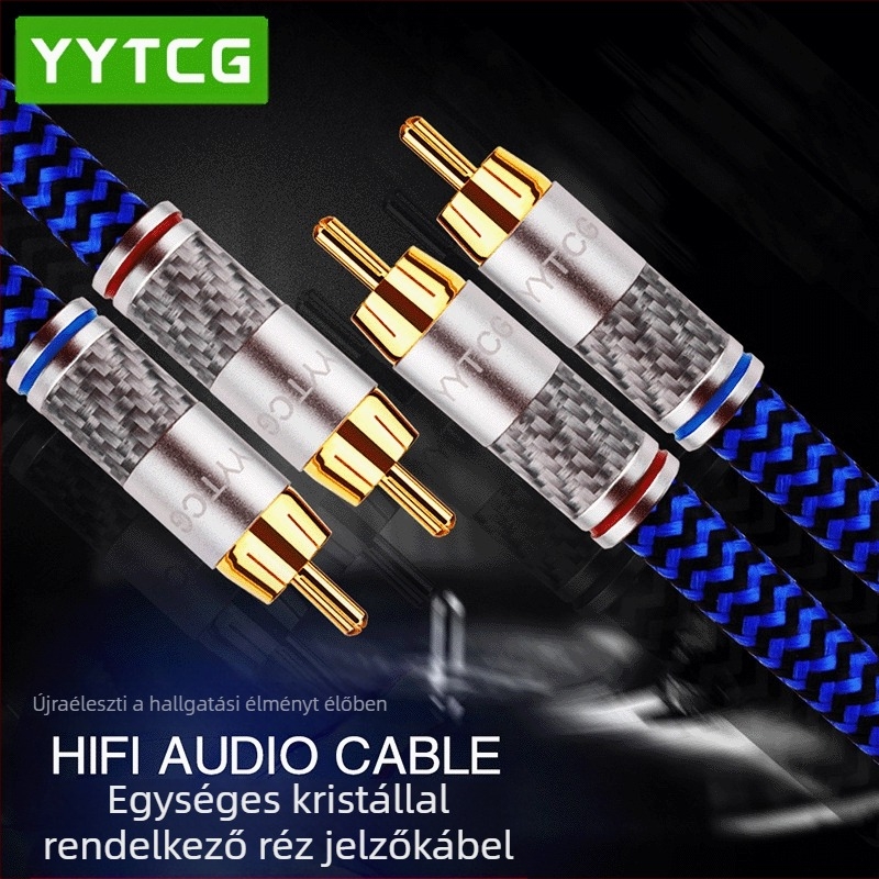 YYTCG 6N monokrystalikus réz RCA jelkábel, 2-2 HiFi audio csatlakozó