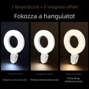 Xj57 LED gyűrűfény mobiltelefonok és laptopokhoz – hordozható fotózási világítás, kézben tartható, 5V1A, kevesebb mint 10W