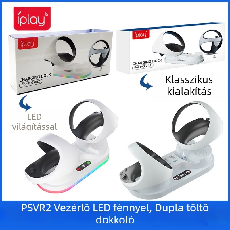 PS5 VR2 kontroller LED töltőállvánnyal - hordozható kettős töltőállvány PS VR2-höz, modell HBP-6479