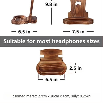 Fából készült fejhallgatóállvány az asztalra – játékhallgató tartó – vezeték nélküli fejhallgató alap – modern egyszerű dizájn