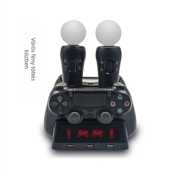 ipega PS4 USB töltő PS4/Move/PS VR kontrollerekhez – ABS ház, USB interfész, négycsatornás töltés