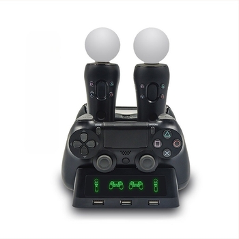 ipega PS4 USB töltő PS4/Move/PS VR kontrollerekhez – ABS ház, USB interfész, négycsatornás töltés