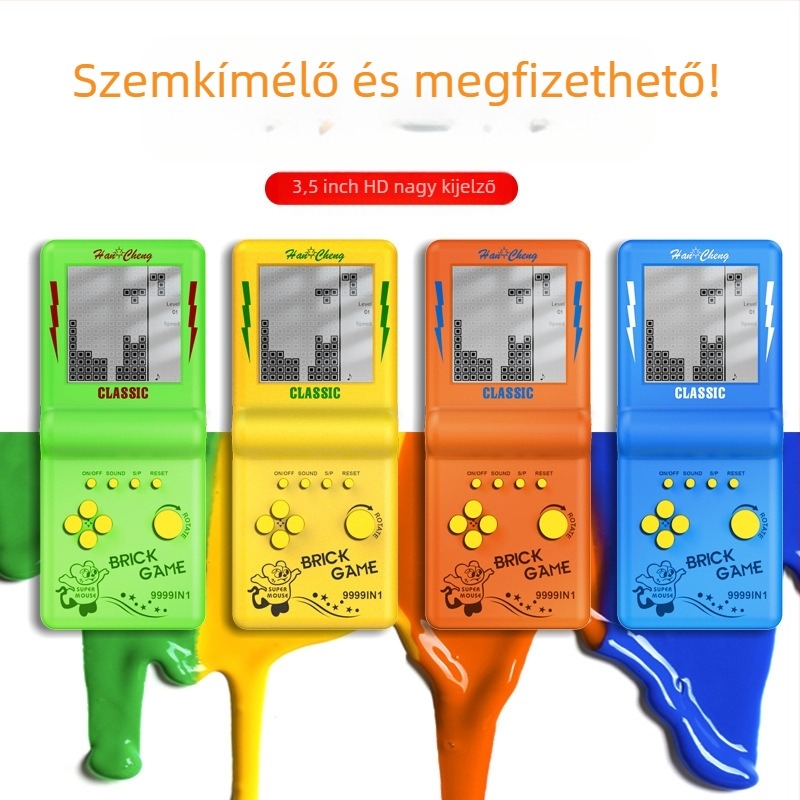 Rétro kézi játékkonzol Tetrishez, 256 MB memória, egyjátékos, nosztalgikus dizájn, súly 150 g