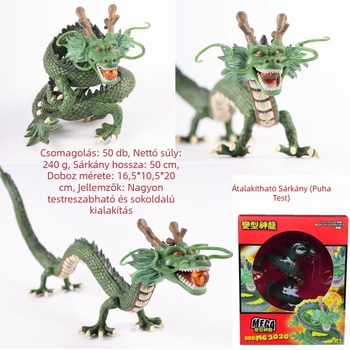 Anime dragon figura, hajlékony PVC modell, színes dobozos csomagolás, összeszerelés nélküli, 15–35 éveseknek.
