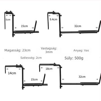 Fém falra szerelhető virágtartó állvány, mozgatható, 1 rétegű, egyszerű stílus