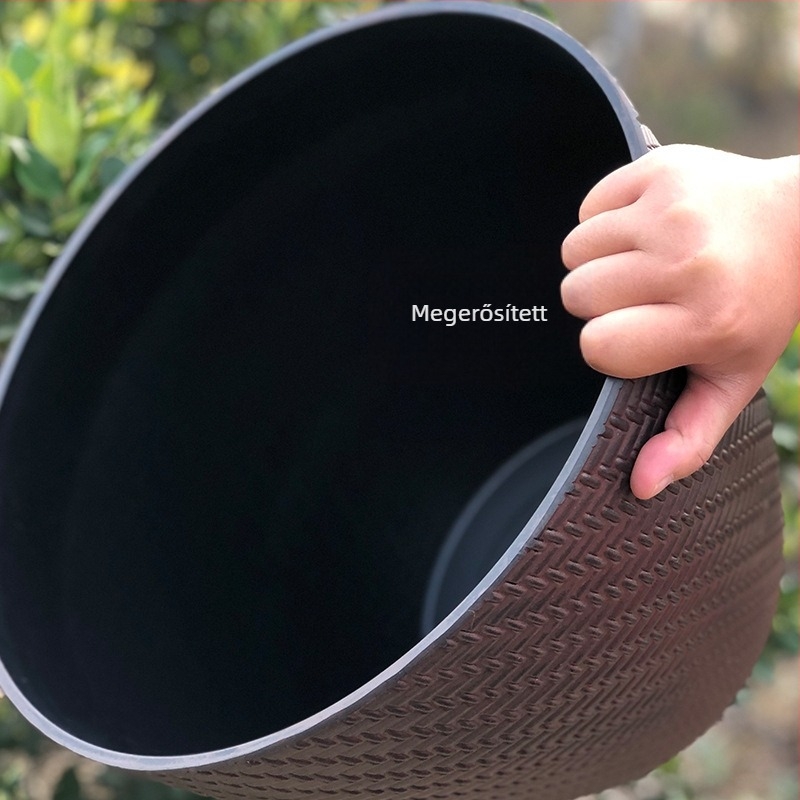 Műanyag virágcserép imitált fűrészfa-rattan mintával, gyártási eljárás: injekciós formázás, padlóra való használatra, egyszerű stílus (Anyag: műanyag; Gyártási folyamat: injekciós formázás; Használat típusa: padlóra; Licencelhető magáncímke: Igen)