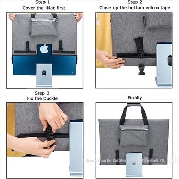 Billentyűzet- és egér szervező táska és monitor-tároló kocka alakú, 600D Oxford anyag, többfunkciós költöztető tok