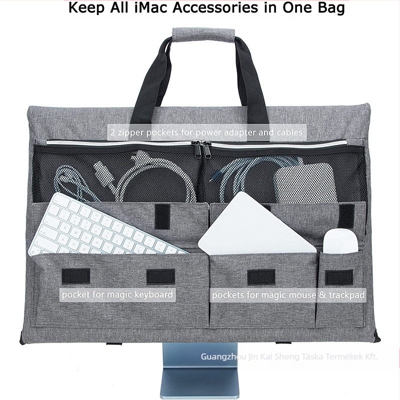 Billentyűzet- és egér szervező táska és monitor-tároló kocka alakú, 600D Oxford anyag, többfunkciós költöztető tok