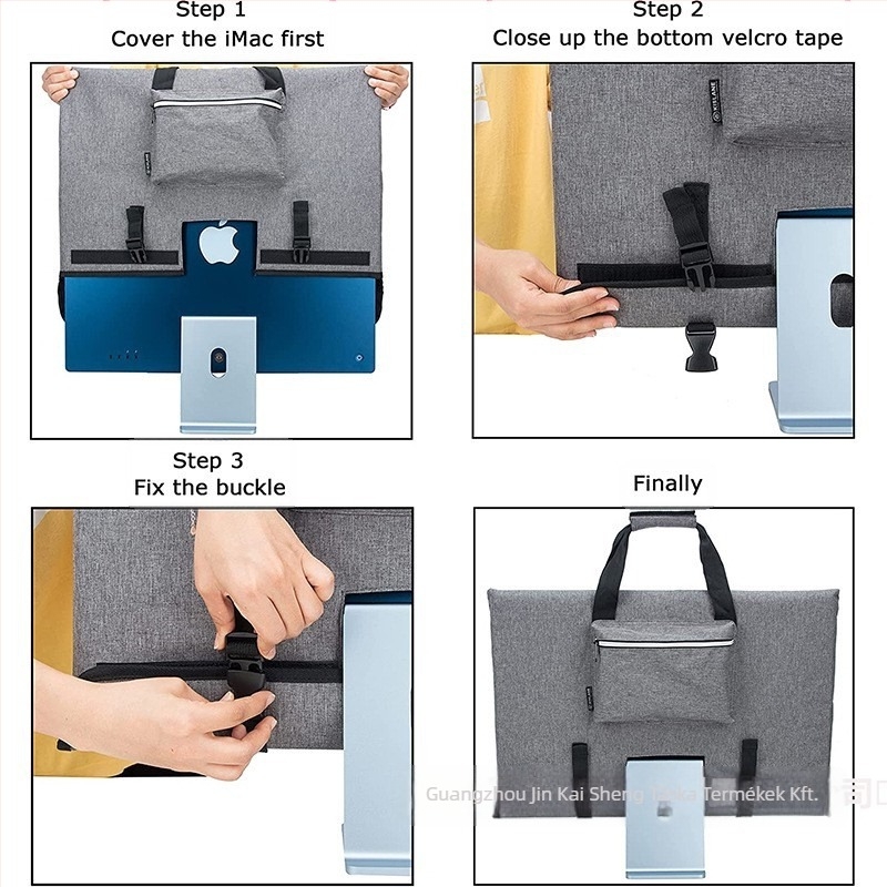 Billentyűzet- és egér szervező táska és monitor-tároló kocka alakú, 600D Oxford anyag, többfunkciós költöztető tok