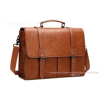 Férfi laptop válltáska műbőrből – vintage, üzleti, többfunkciós, nagy kapacitás, PU bélés, egységes mintázat, 2024 tavasz