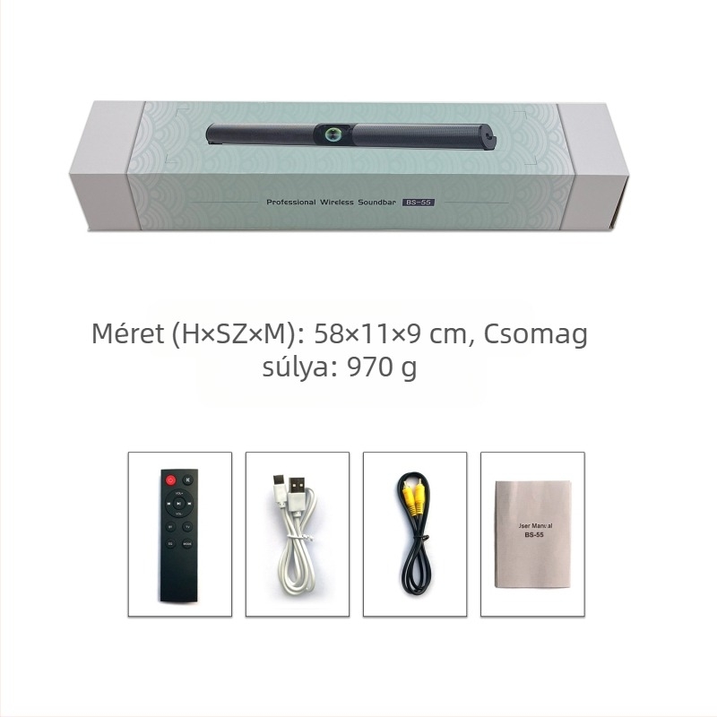 BS-55 Vezeték nélküli Bluetooth hangsáv – 2x10W, Bluetooth 5.3, 20Hz-20kHz, SNR ≥75dB, IPX4