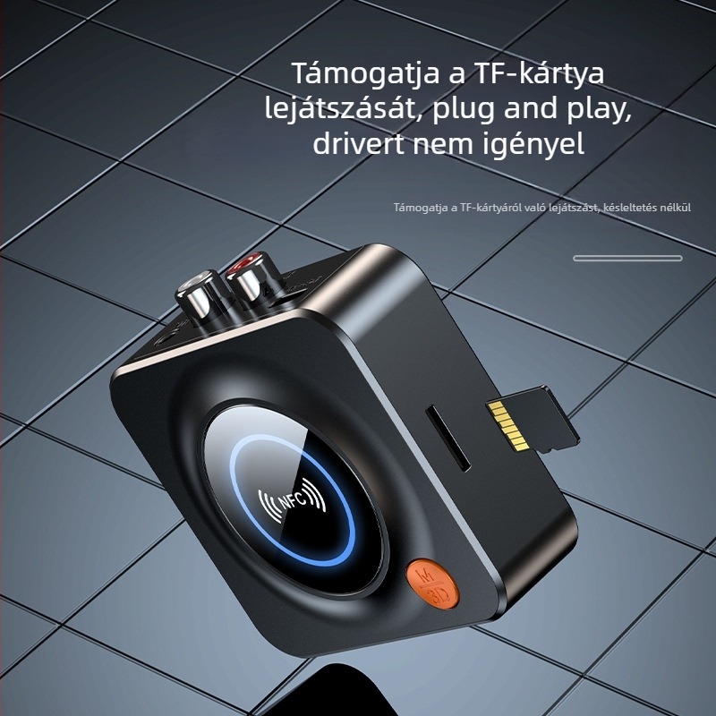 NFC-támogatott Bluetooth-vevő és hangadapter, Bluetooth 5.1, 3,5 mm-es bemenet, TF-kártyáról MP3 lejátszás, kétcsatornás hang