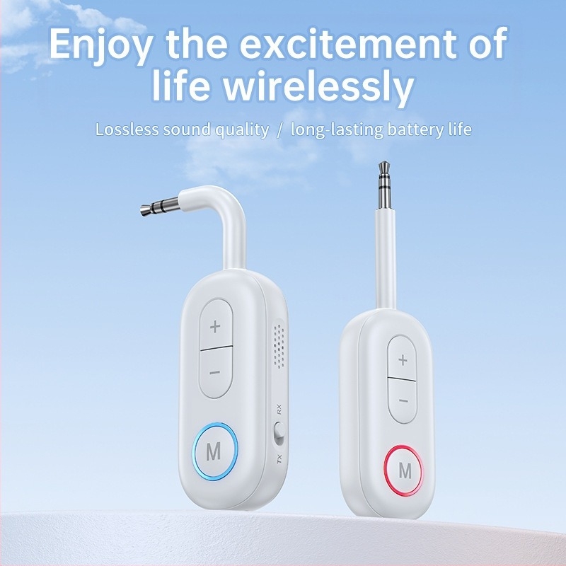 Bluetooth 5.3 Hi-Fi autóba szóló adapter: 2-in-1 vevő-átvivő a hands-free használathoz, közvetlen 3.5 mm csatlakozás, 12V tápegység