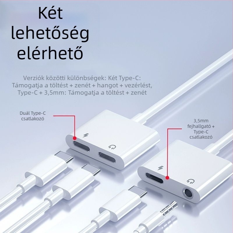 SALAMOER 415 USB-C–tól 3,5 mm hang- és töltés adapter USB-C készülékekhez