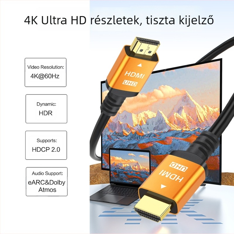 HDMI kábel 2.0, 4K Ultra HD, HDMI Type A, aranyozott, PVC-kábel