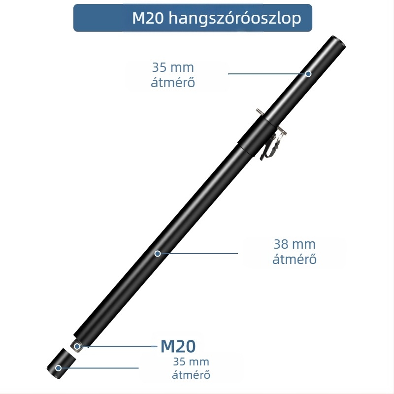 GAODING SP-501 Vastagított fém hangfal-emelő tartó, subwoofer csatlakozókarral, M20 menet, 35 mm csatlakozó