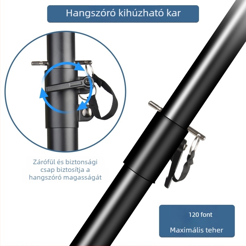 GAODING SP-501 Vastagított fém hangfal-emelő tartó, subwoofer csatlakozókarral, M20 menet, 35 mm csatlakozó