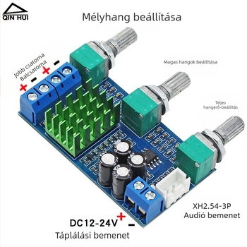TPA3116D2 kétsávos digitális erősítőpanel, 2×80W, basszus-szabályozás, beépített NE5532 operációs erősítő