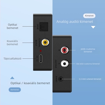 Koaxiális/optikai bemenetről 3,5 mm-es AUX adapter TV hangfalakhoz Dolby Digital és DTS 5.1 támogatással
