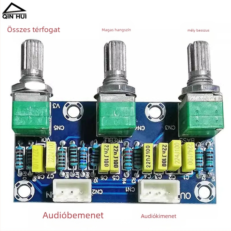 Passzív hangolópanel – magas és mély tónus szabályozás előlap modul DIY Hi‑Fi audio erősítőhöz