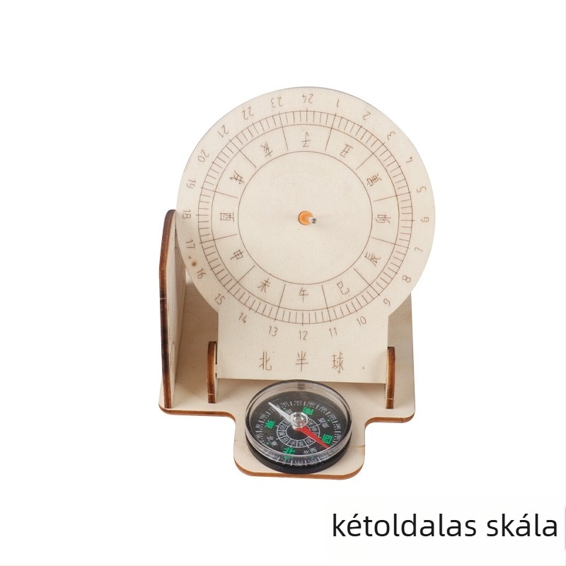 Fából készült DIY ekvatoriális napóra — kézzel összeszerelhető, oktató játék 7–14 éveseknek