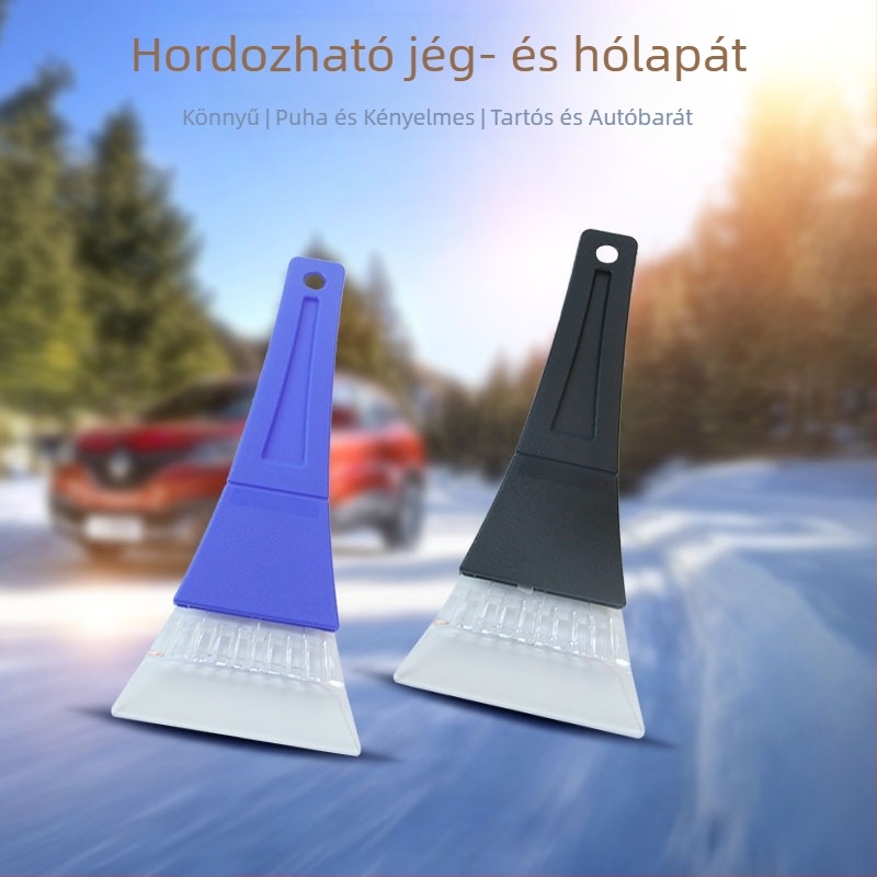Autóhoz való jégkaparó és hókanál, vastított átlátszó műanyag fej