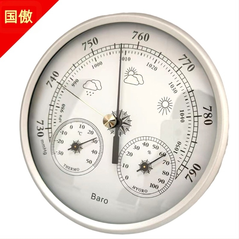 Három az egyben időjárás-állomás hőmérővel, higrométerrel és barométerrel – -30…50°C, 0–100% RH, 970–1050 hPa; Pontosság ±5% RH (40–70%), ±5 hPa (970–1040 hPa)