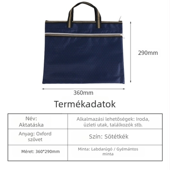 Oxford szövetes dokumentumtáska cipzárral, testreszabható feldolgozás, nyomtatott logó, anyagvastagság 30