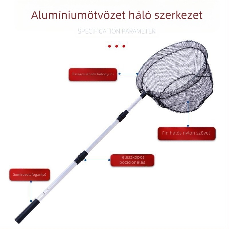 Összecsukható alumíniumötvözet hálófej horgászathoz