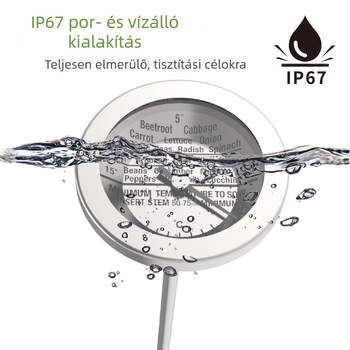 Rozsdamentes acél talajhőmérő kerthez, vízálló, akkumulátor nélküli, 0–30°C tartomány, 2.5°C felbontás, Kaitai KT