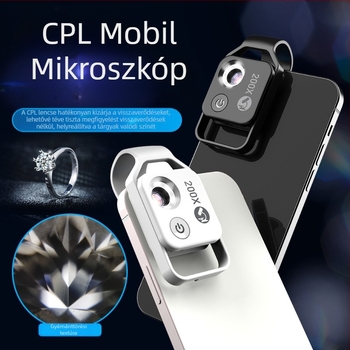 APEXEL ms002 Mobiltelefon Mikroszkóp 200x nagyítás, LED világítás, CPL lencse, HD hordozható kamera, Apple iPhone-hoz