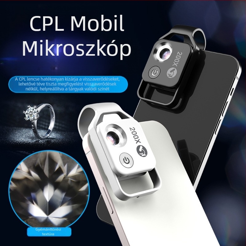 APEXEL ms002 Mobiltelefon Mikroszkóp 200x nagyítás, LED világítás, CPL lencse, HD hordozható kamera, Apple iPhone-hoz