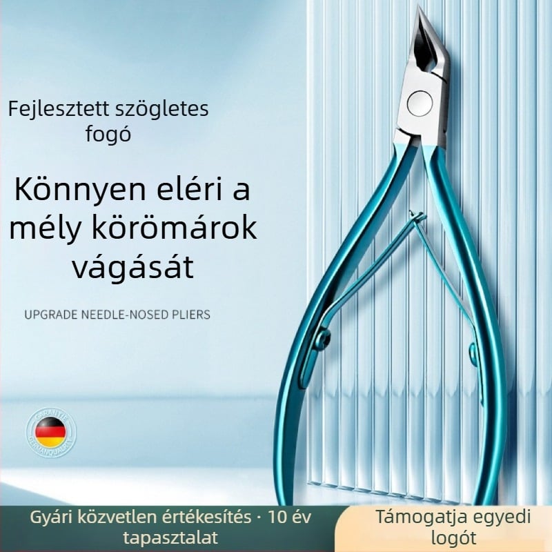 Rozsdamentes acélból készült pedikűr körömvágó olló ferde szájú és hegyes végű, az idült körmök és a halott bőr eltávolítására, hordozható, lapos száju dizájn