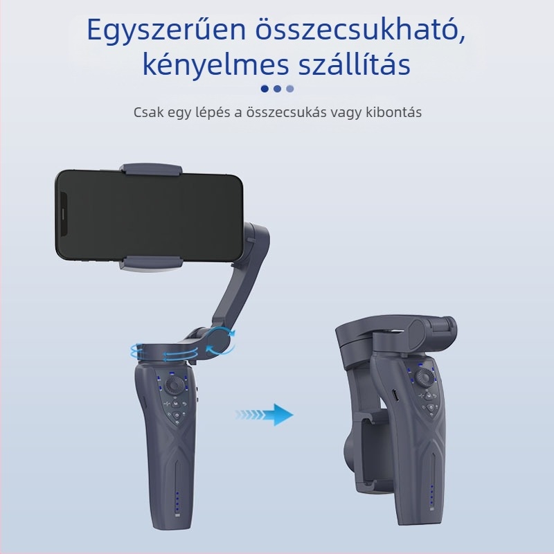 3-tengelyes gimbal AI arckövetéssel, világítással, Bluetooth-kapcsolat és selfie állvánnyal VLOG-hoz