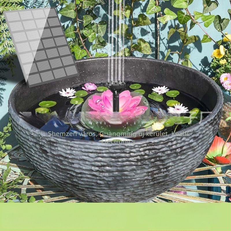 Napenergia-tájképi szökőkútpumpa készlet – lótuszfej, kábelvezérlés, monokrystalis anyag, Guangdong eredet