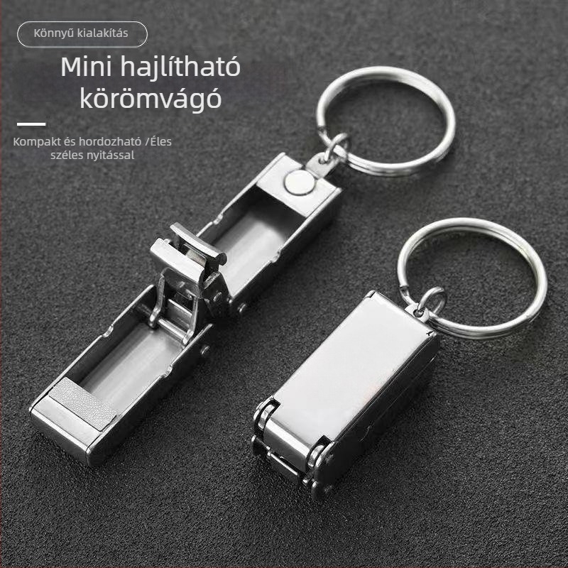 Körömvágó – mini összecsukható, hordozható, rozsdamentes acélból, sík szájú