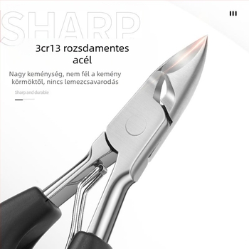 Rozsdamentes acél manikűr készlet: bőrt elszedő, körömvágó és körömcsipesz — hordozható, háztartási stílus; súly 79,8 g; csomagolás 250 darab; OEM magáncímke