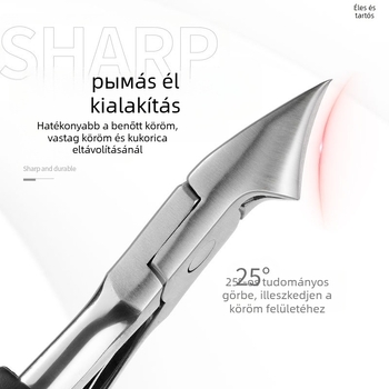 Rozsdamentes acél manikűr készlet: bőrt elszedő, körömvágó és körömcsipesz — hordozható, háztartási stílus; súly 79,8 g; csomagolás 250 darab; OEM magáncímke