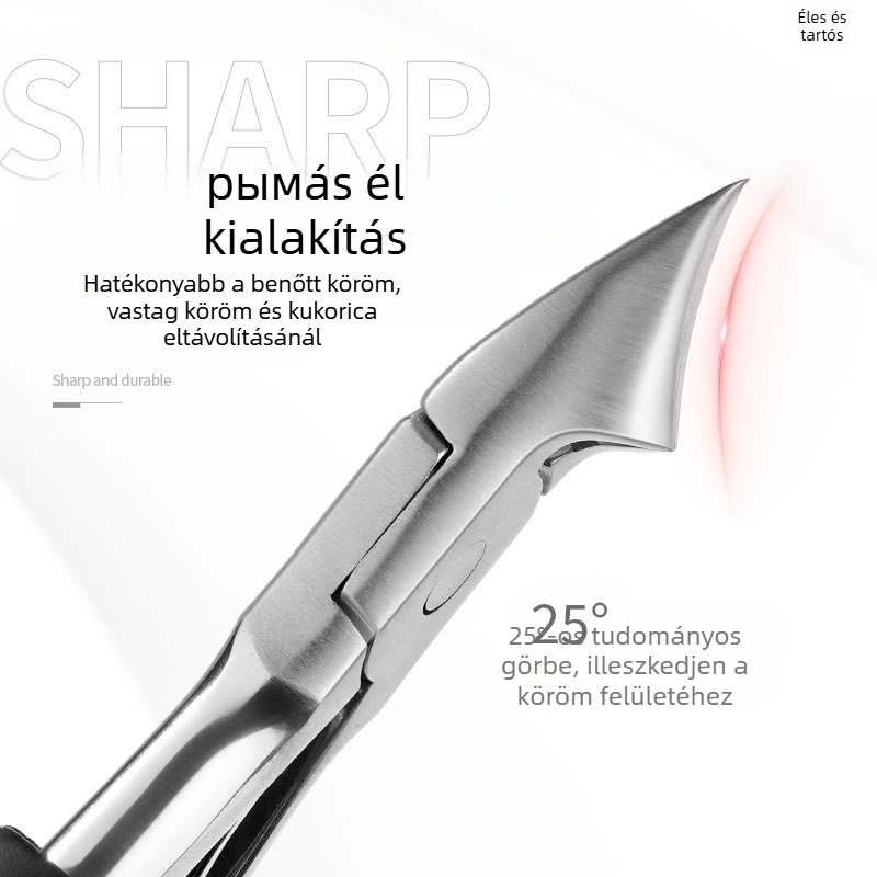 Rozsdamentes acél manikűr készlet: bőrt elszedő, körömvágó és körömcsipesz — hordozható, háztartási stílus; súly 79,8 g; csomagolás 250 darab; OEM magáncímke