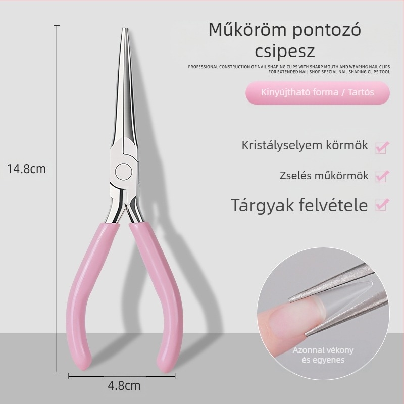 Körömformázó csipesz hegyes állkapcsokkal – körömépítő eszköz rozsdamentes acél Tide (Beauty), OEM