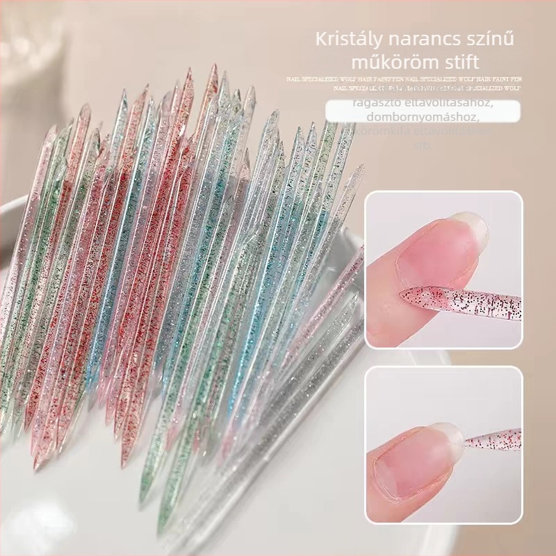 Kristályrúd körömszerszám — dupla fejű eltávolító a holt bőrért, domborítás és pontfúró funkcióval, multifunkcionális köröm-kiegészítő