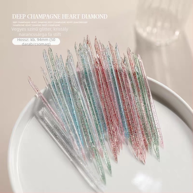 Kristályrúd körömszerszám — dupla fejű eltávolító a holt bőrért, domborítás és pontfúró funkcióval, multifunkcionális köröm-kiegészítő